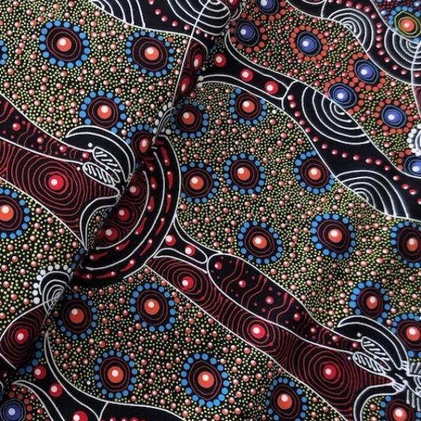 RED DANCING SPIRIT Aborigines Stoff aus Australien